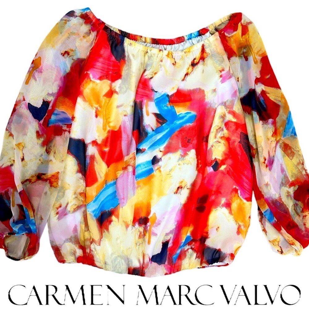 Carmen Marc Volvo Floral Ballon Sleeve Blouse Women’s large